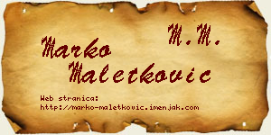 Marko Maletković vizit kartica